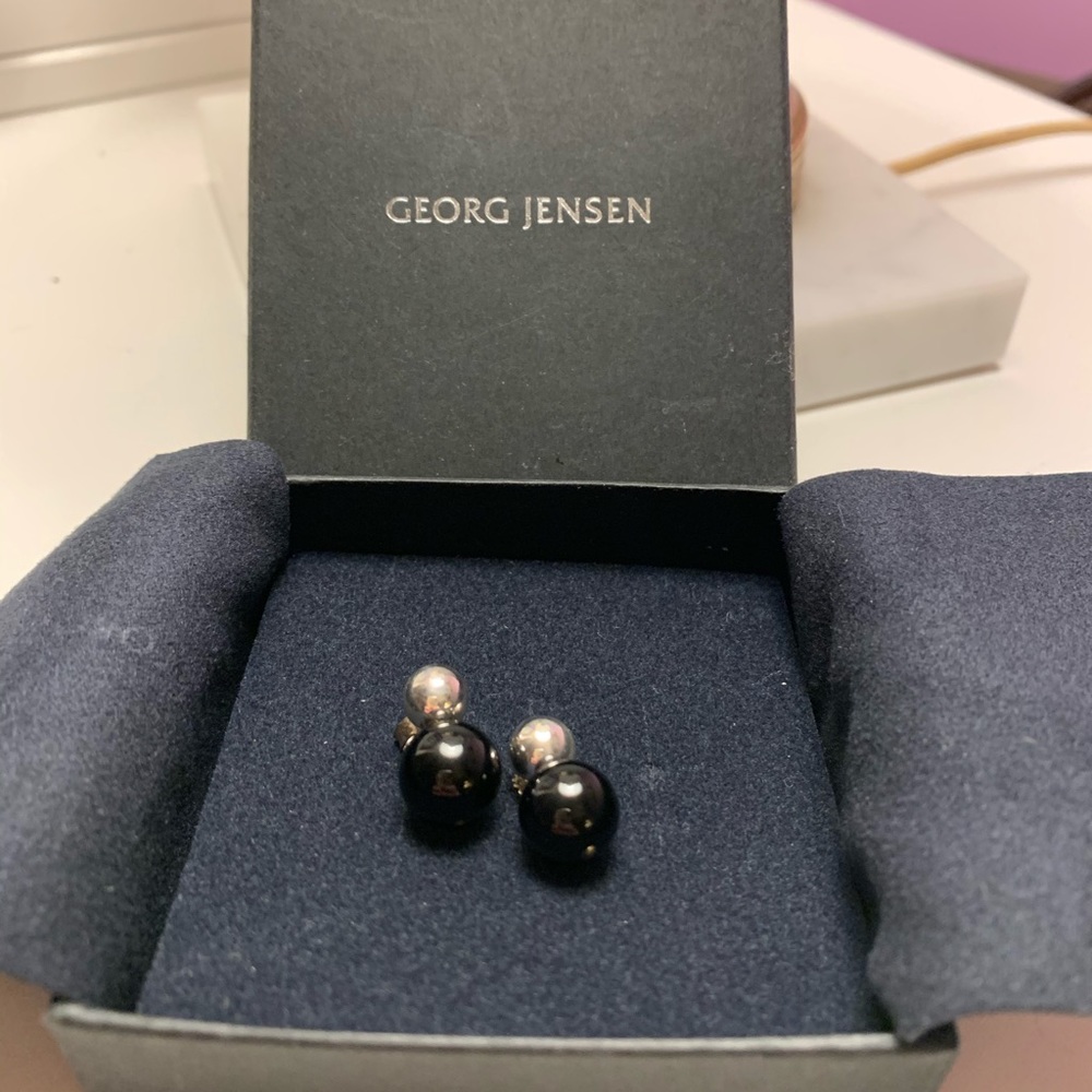 Silver and black George Jensen earrings